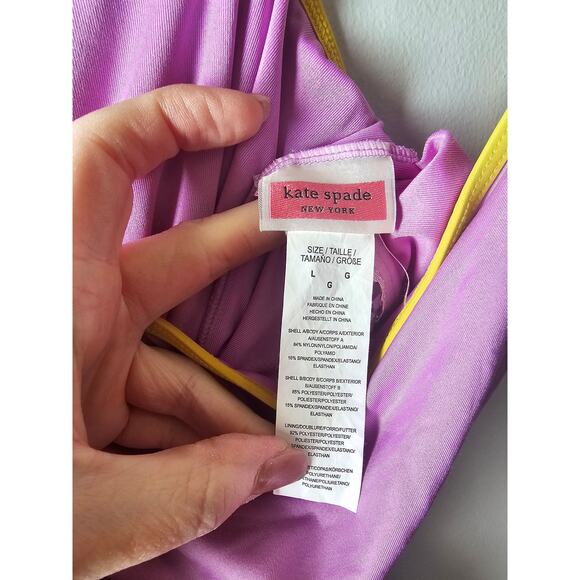 Kate Spade Daisy Buckle Belted One Piece Swimsuit Candied Lilac Size large $145 - Picture 8 of 8